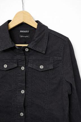 LIKRALI KAPAK CEPLI UZUN DENIM MONT Image 2