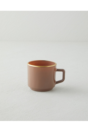 Brownfall Cam Standlı ve 4’lü Kupa 180 ml Kahverengi-Gold Image 4