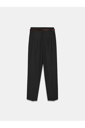 72239 Kemerli Yüksek Bel Pantolon-Siyah Image 5