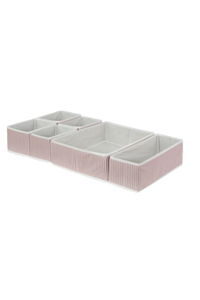 6'lı Pudra Çizgili Dolap,çekmece İçi Organizer Düzenleyici Seti 28x28x13-28x13x13-13x13x13 Image 2