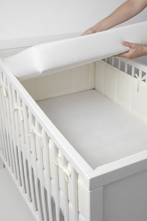 Beşik Kenar Koruyucu %100 Pamuk 60x120 cm Yan Koruma Ekru Bebek Yatak Kenarlığı Tek Parça Image 3