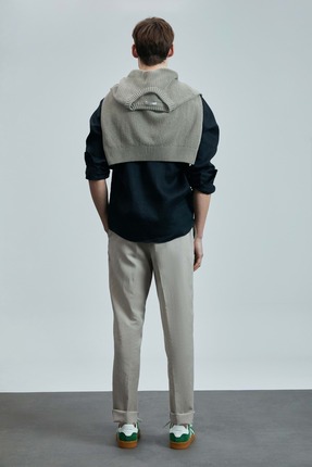 111010630 Pitaya Keten Gömlek Comfort Fit Erkek Gömlek SİYAH Image 5