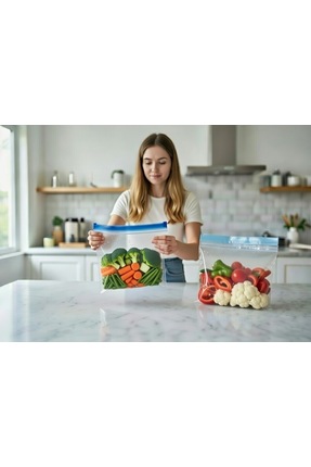 Istad Kilitlenebilir Buzdolabı Poşeti, Mavi-açık Mavi, 1 Lt Ve 0,4 Lt, 60 Adet Image 3