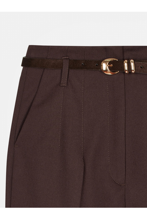 72239 Kemerli Yüksek Bel Pantolon-Kahve Image 5