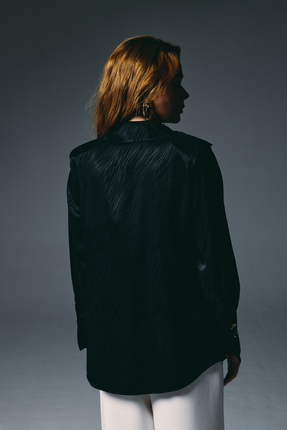 Zebra Desenli Gömlek - Siyah Image 5