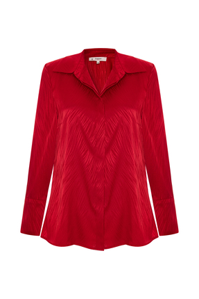 Zebra Desenli Gömlek - Kırmızı Image 6