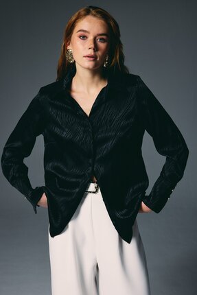 Zebra Desenli Gömlek - Siyah Image 1