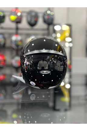 C10 Kapalı Motosiklet Kaskı Parlak Siyah Şeffaf Vizörlü Image 5