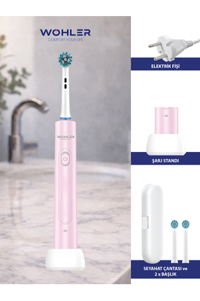 Değiştirilebilir Başlıklı Şarj Edilebilir Elektrikli Diş Fırçası - Pembe Image 1