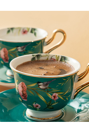 Vanilla New Bone China Kahve Fincan Takımı 4 Parça 2 Kişilik Turkuaz Image 2