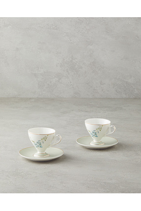 Valentina New Bone China 4 Parça 2 Kişilik Kahve Fincan Takımı 80 ml Açık Yeşil Image 0
