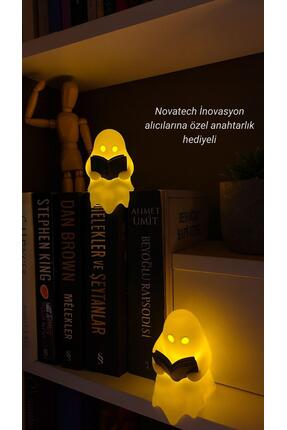 KİTAP OKUYAN HAYALET Figürü 2’li Pilli Mum İle Kullanım Masaüstü Dekoru Halloween Dekoratif Figür Image 0