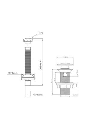 İz Yapı Taşmasız Aç Kapa Körüklü Lavabo Sifonu Seramik MAT Beyaz Image 1
