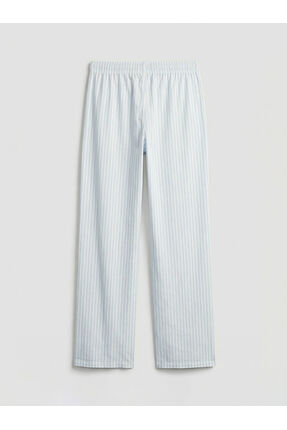 Mavi Gömlek Yaka Çizgili Kadın Pijama Takımı Image 4