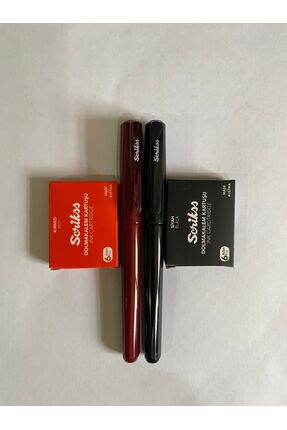 PRİMEO DOLMA KALEM SETİ BORDO+SİYAH - 6 ŞAR ADET SİYAH VE KIRMIZI KARTUŞ Image 0