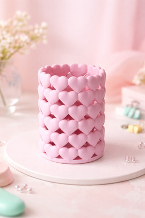 Kalpli Organizer Makyaj Fırçalık, Kalemlik ve Aksesuar Düzenleyici Kalpli Şekilli Image 2