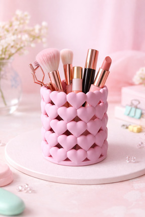 Kalpli Organizer Makyaj Fırçalık, Kalemlik ve Aksesuar Düzenleyici Kalpli Şekilli Image 1