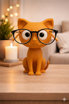 SEVİMLİ SİYAH KEDİ Gözlük Standı Turuncu Dekoratif Gözlük Tutucu Masaüstü Gözlük Standı Image 1