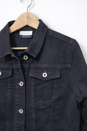 YIRTIK TAS DETAYLI KAPAK CEPLI UZUN DENIM MONT Image 2