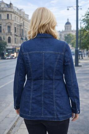 YIRTIK TAS DETAYLI KAPAK CEPLI UZUN DENIM MONT Image 1