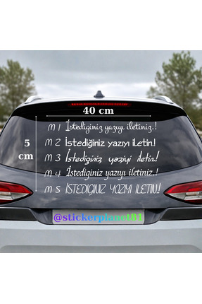 Gri - Kişiye Özel Araç Arka Cam Sticker - 40x5 cm Minimalist Yazı - Oto, Motor, Ayna, Ev Dekoru Image 1