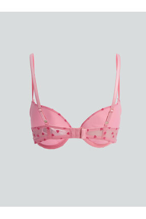 LCW DREAM Pembe Balenli Dolgulu Kalp Desenli Tişört Sütyen Image 2