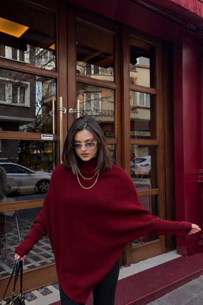 KADIN ASİMETRİK KESİM BOĞAZLI TRİKO KAZAK Image 1