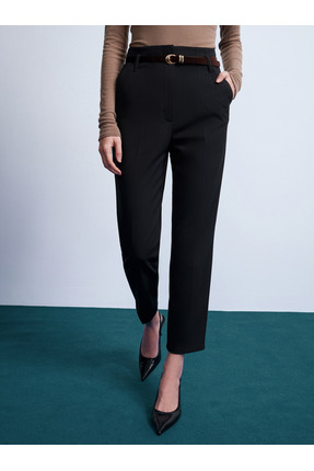 72239 Kemerli Yüksek Bel Pantolon-Siyah Image 2