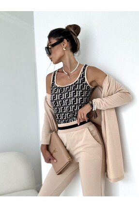 Aesco Kadın Uzun Kollu Krep üçlü Takım Image 4