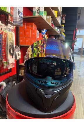 M-910 GÜNEŞ VİZÖRLÜ SİYAH KASK (KIRMIZI GOLD CAMLI) Image 6