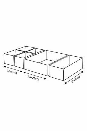6'lı Pudra Çizgili Dolap,çekmece İçi Organizer Düzenleyici Seti 28x28x13-28x13x13-13x13x13 Image 4