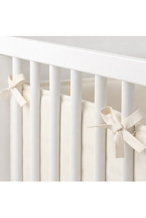 Beşik Kenar Koruyucu %100 Pamuk 60x120 cm Yan Koruma Ekru Bebek Yatak Kenarlığı Tek Parça Image 4