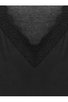 32311 Dantelli Kaşmir Bluz-Siyah Image 6