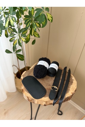 Floransa Siyah Çanta Örgü Kiti - Kuzu Ipi / Çanta Tabanı (10X20), Çanta Kulbu, Çanta Örgü Ipi Image 2