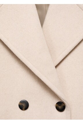 Yün karışımlı kruvaze palto Image 4