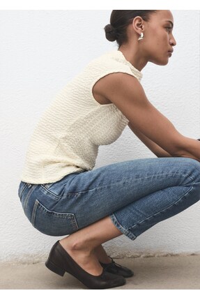 Krep pamuklu bluz Image 6