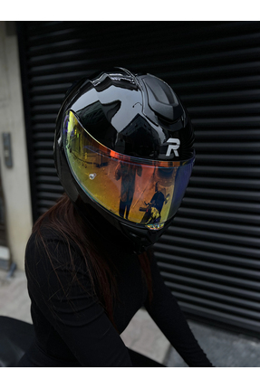 R1 Parlak Siyah Revo Kapalı Kask MD820 Image 2
