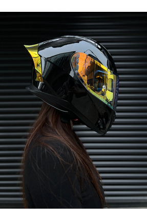 R1 Parlak Siyah Revo Kapalı Kask MD820 Image 1