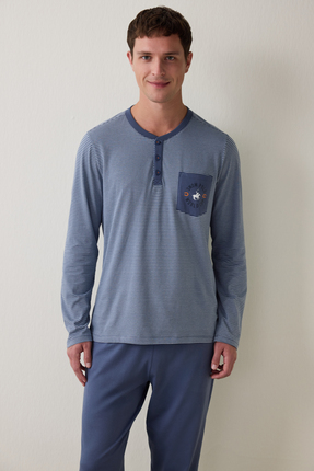 Erkek Çizgili Cepli Jogger Pijama Takımı Image 1