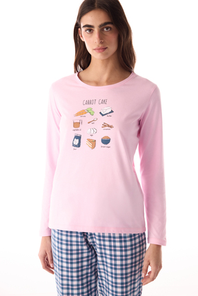 Pembe Carrot Cake Pantolon Pijama Takımı Image 1