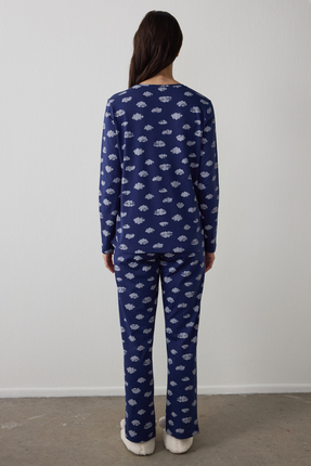 Lacivert Cloudy Night Pantolon Pijama Takımı Image 3