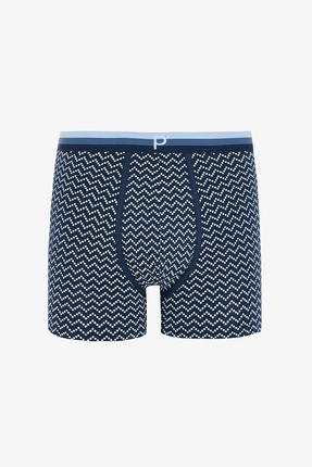 Açık Mavi Erkek Geometrik Desenli 3'lü Boxer Image 2