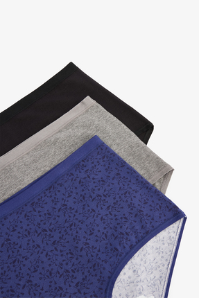 Crunchy Yaprak Desenli Yüksek Bel 3'lü Slip Külot Image 4