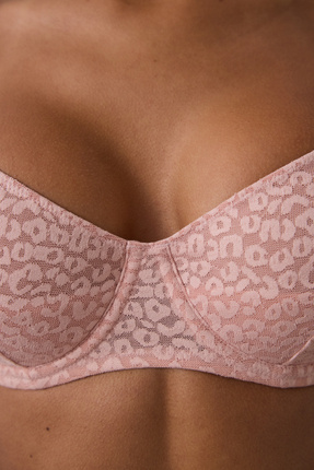 Gül Kurusu Valeria Çiçek Desenli Dantelli Balenli Dolgusuz Toparlayıcı Sütyen Image 3