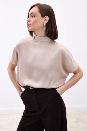 Yarasa Kol Salaş Bluz - Bej Image 1