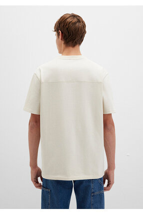 Baskılı Bej Tişört Loose Fit / Bol Rahat Kesim 0613046-70140 Image 4