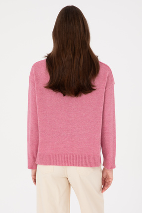 Kadın Pembe Bisiklet Yaka Kazak 50309672-VR167 Image 4