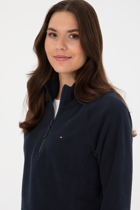 Kadın Lacivert Fermuarlı Dik Yaka Polar Sweatshirt 50316714-VR059 Image 1
