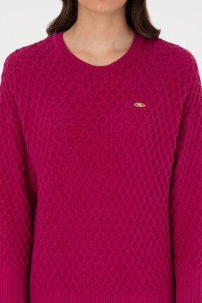 Kadın Fuşya Bisiklet Yaka Kazak 50314698-VR023 Image 5