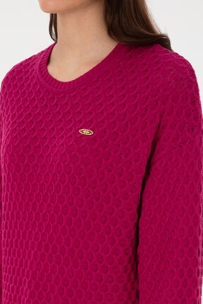 Kadın Fuşya Bisiklet Yaka Kazak 50314698-VR023 Image 6